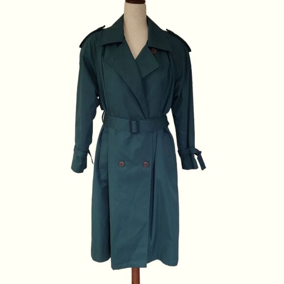 EUC Vintage John Weitz green premium quality Dupont Thermallite warm trenchcoat - Picture 2 of 12